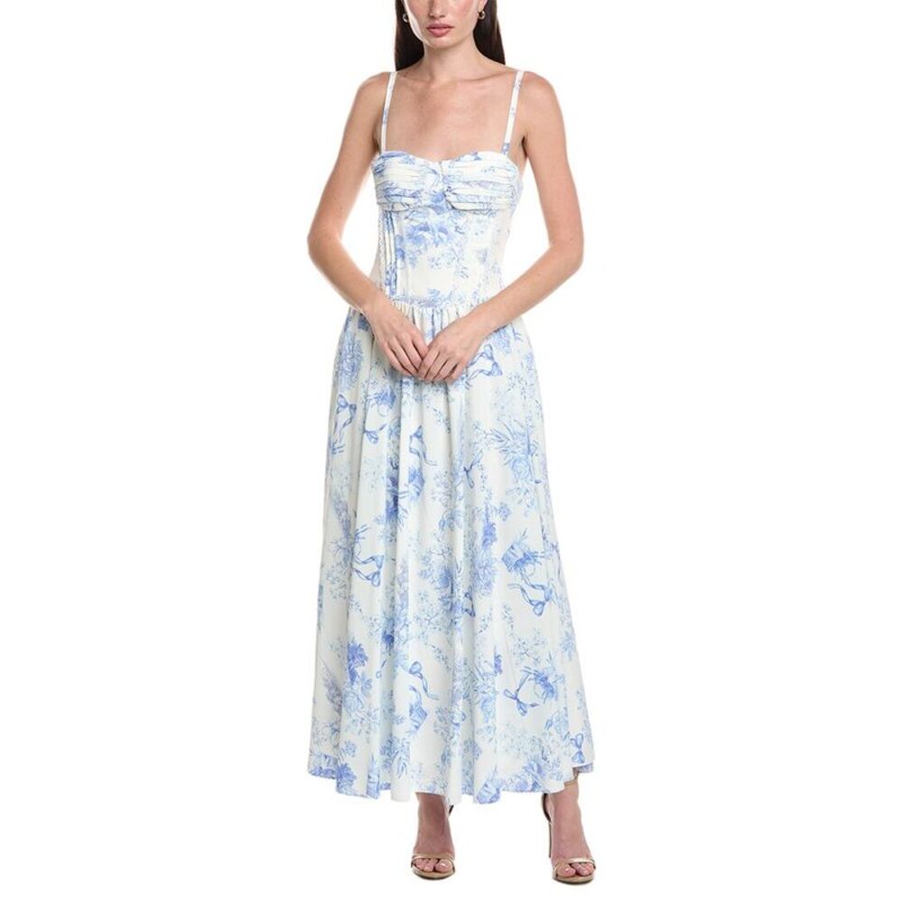 Maison Tara Womens  Printed Dress, White